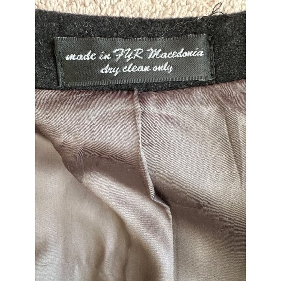 Andrew Fezza R-46 Black Wool & Cashmere Blend Mens Long Overcoat w/ Lapel Pin - Picture 5 of 16